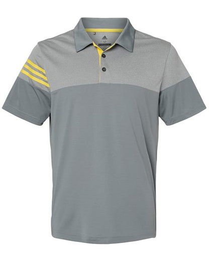 Men's Heathered 3-Stripes Colorblocked Polo - DTF Print Canada
