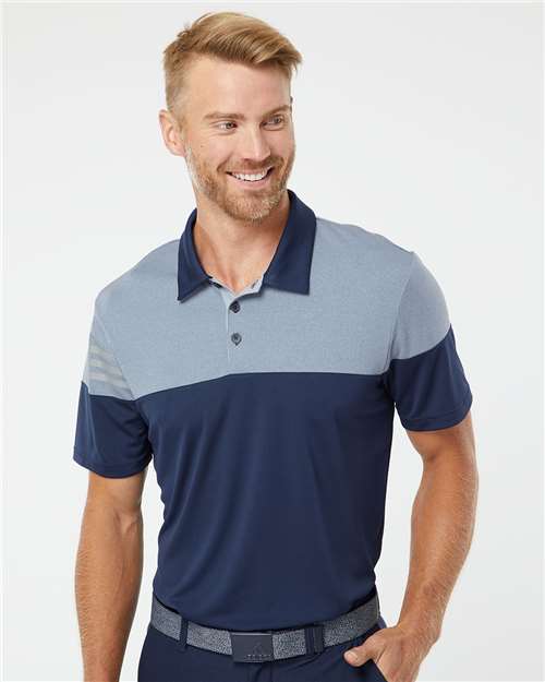Men's Heathered 3-Stripes Colorblocked Polo - DTF Print Canada