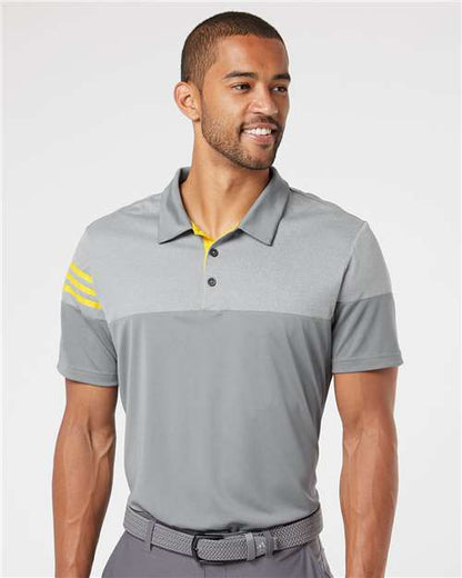 Men's Heathered 3-Stripes Colorblocked Polo - DTF Print Canada