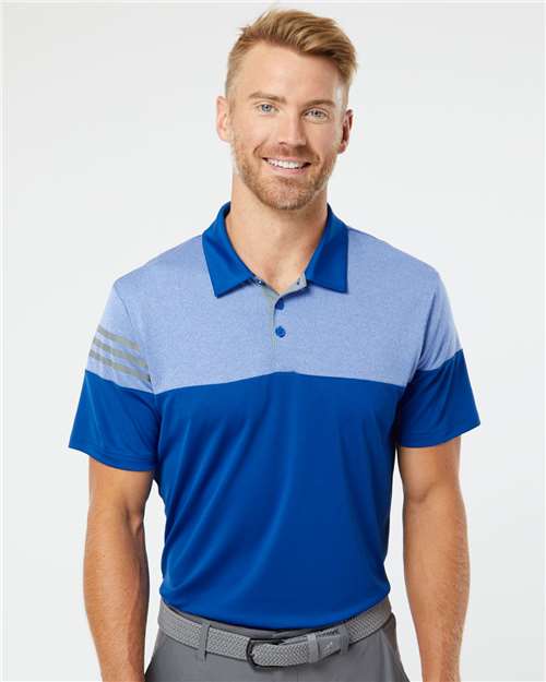 Men's Heathered 3-Stripes Colorblocked Polo - DTF Print Canada