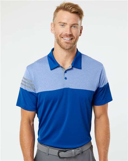 Men's Heathered 3-Stripes Colorblocked Polo - DTF Print Canada