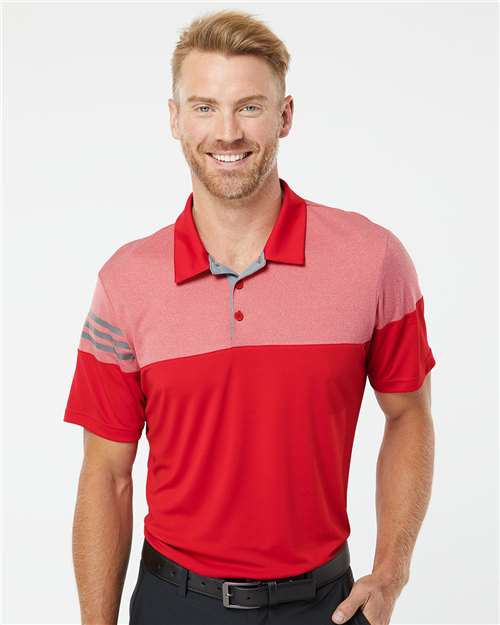 Men's Heathered 3-Stripes Colorblocked Polo - DTF Print Canada
