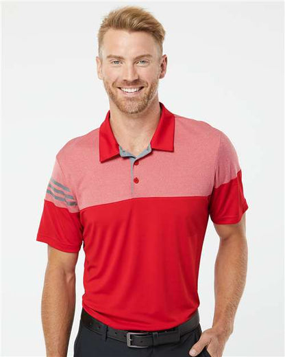Men's Heathered 3-Stripes Colorblocked Polo - DTF Print Canada