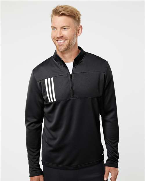 Men's 3-Stripes Double Knit Quarter-Zip Pullover - DTF Print Canada