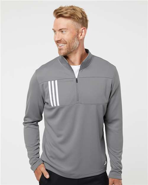Men's 3-Stripes Double Knit Quarter-Zip Pullover - DTF Print Canada