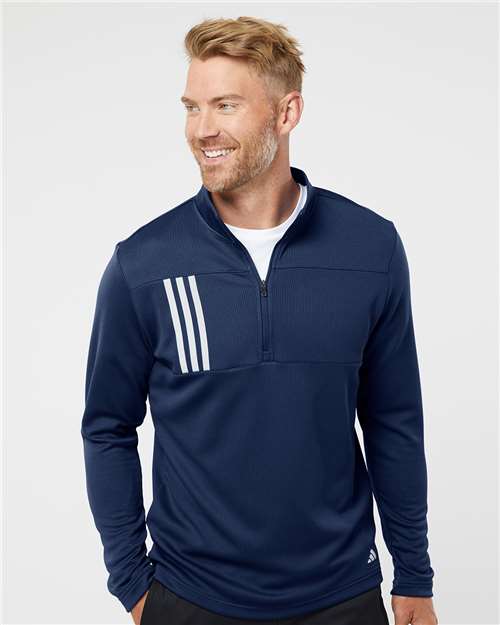 Men's 3-Stripes Double Knit Quarter-Zip Pullover - DTF Print Canada