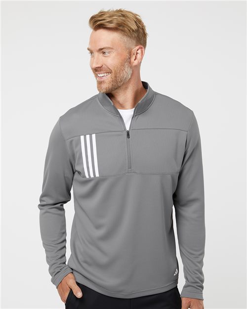 Men's 3-Stripes Double Knit Quarter-Zip Pullover - DTF Print Canada